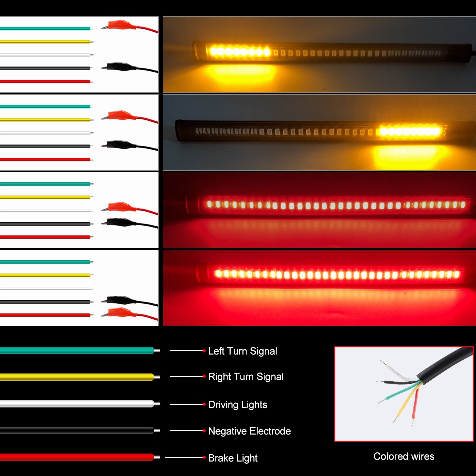 48 LED Xe máy Đèn cao su mềm Đèn hậu Đèn phanh Đèn tín hiệu Đèn báo rẽ Tín hiệu Trang trí xe máy không thấm nước