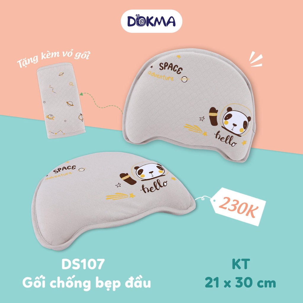 Gối cáo su non chống bẹp đầu Dokma tặng kèm 1 vỏi rời