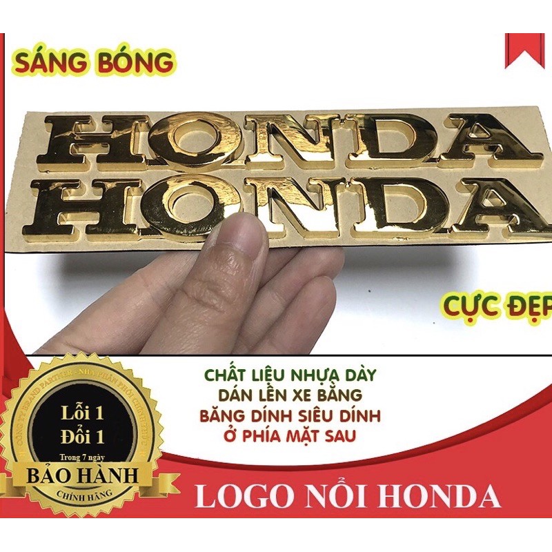 Tem logo nổi Honda nhôm giá 1c có sẵn keo 3m cực chắc