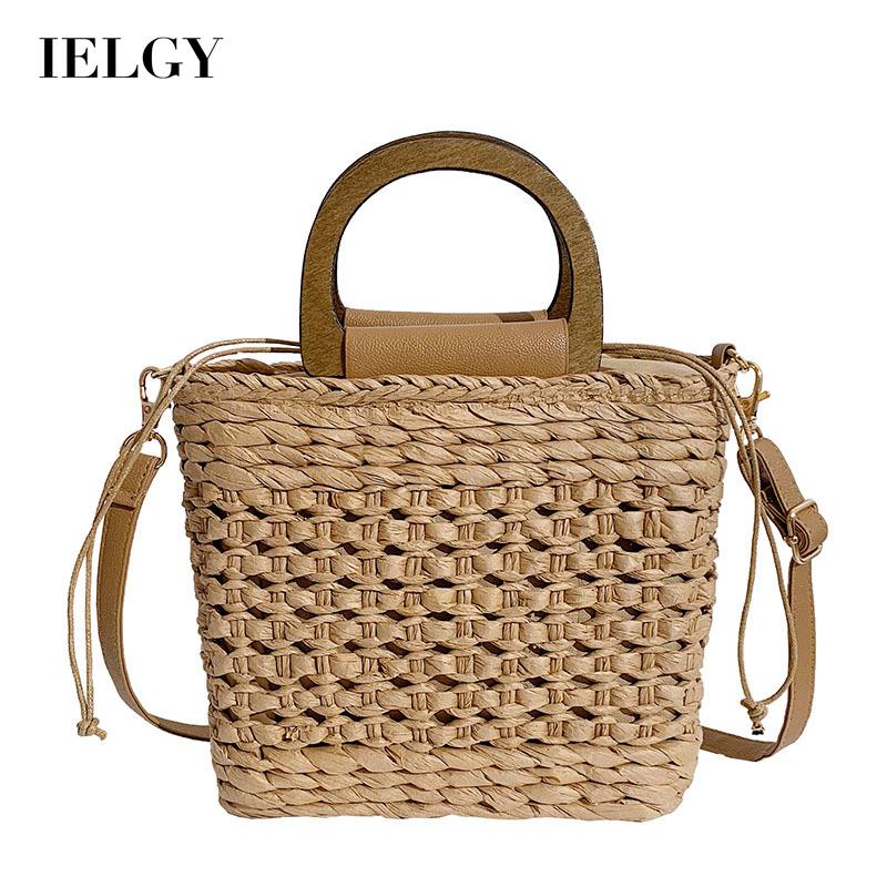 Túi đeo vai IELGY đan rơm phong cách Hàn Quốc thời trang dành cho nữ