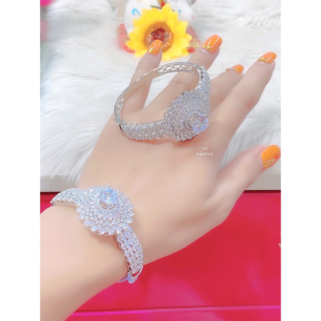 Vòng tay nữ UHA, lắc tay bền màu thiết kế cao cấp sáng lấp lánh V463