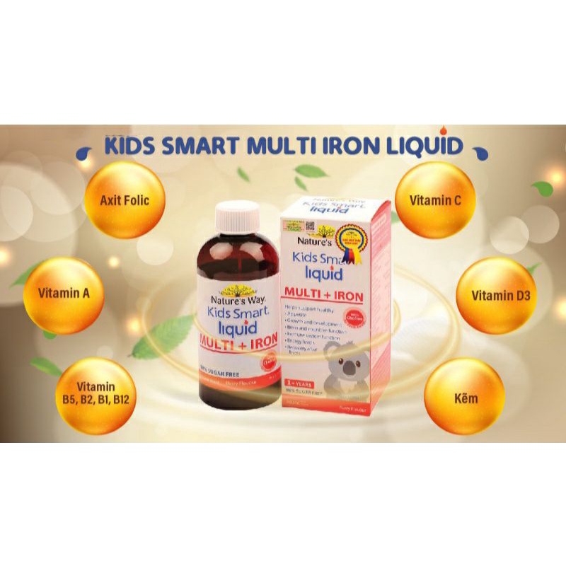 Nature's Way Kids Smart Multi Iron Liquid - Bổ sung sắt và các vi chất cần thiết cho trẻ