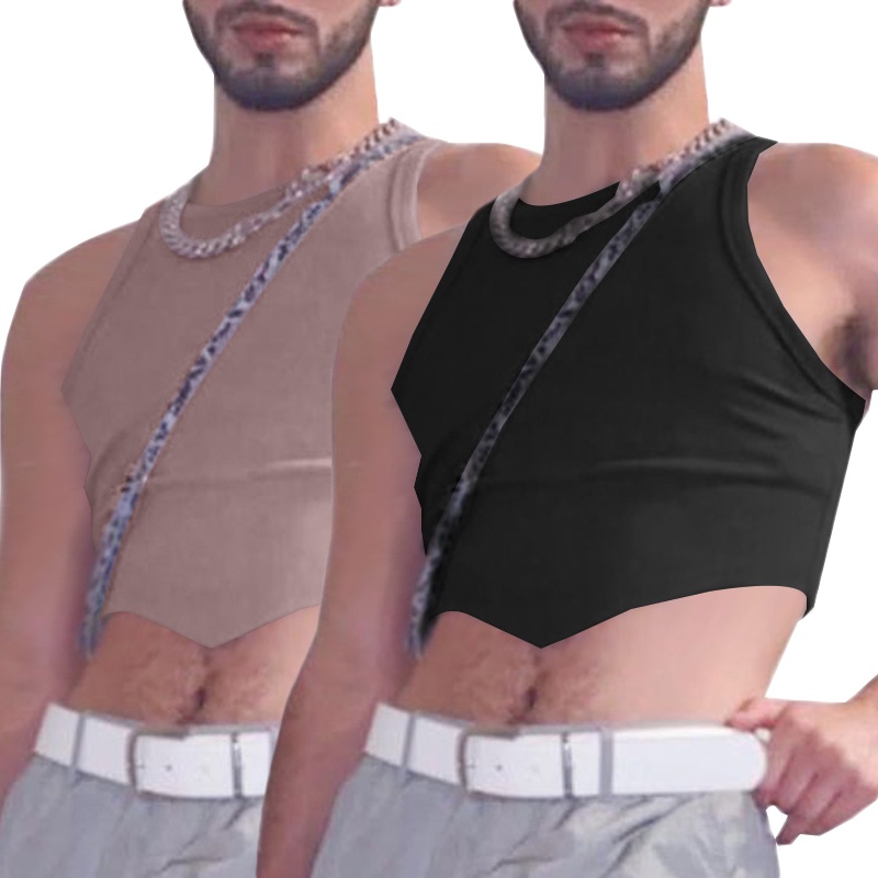 Áo Croptop Vải Lanh Màu Trơn Thông Minh Thoải Mái Cho Nam Cỡ S-5XL