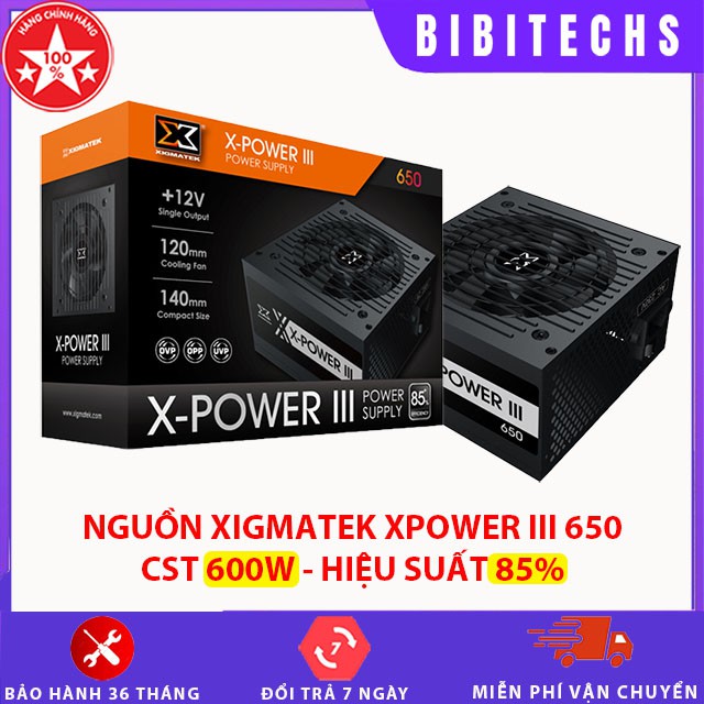 Nguồn máy tính Xigmatek  X Power II 650 80 Plus 600W Chính hãng Bảo Hành 36 Tháng - BiBiTechs