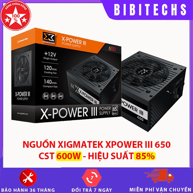 Nguồn máy tính Xigmatek X Power II 650 80 Plus 600W Chính hãng Bảo Hành 36 Tháng - BiBiTechs