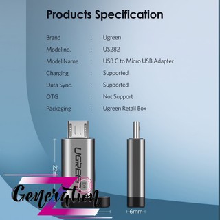 Đầu chuyển Type-C âm ra Micro USB dương Ugreen 50590