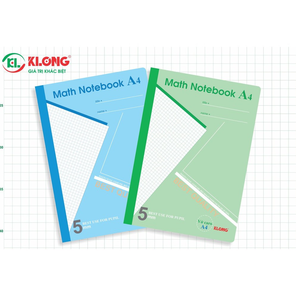 Vở Klong A4 200 trang caro Ms 298 [Chọn Màu] Math Notebook, cuốn tập sổ Klong