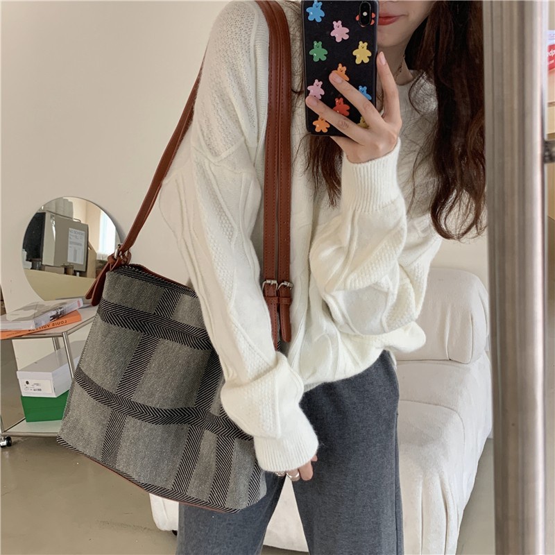 Túi Xách Vải Canvas Cỡ Lớn In Họa Tiết Thổ Cẩm Xinh Xắn Cho Nữ