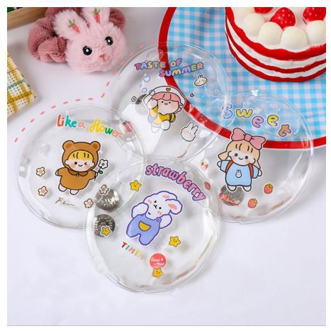 Túi Sưởi Ấm Giữ Nhiệt Mini Cầm Tay Hình Tròn Trong Suốt Dễ Thương Tạo Nhiệt Bằng Gel