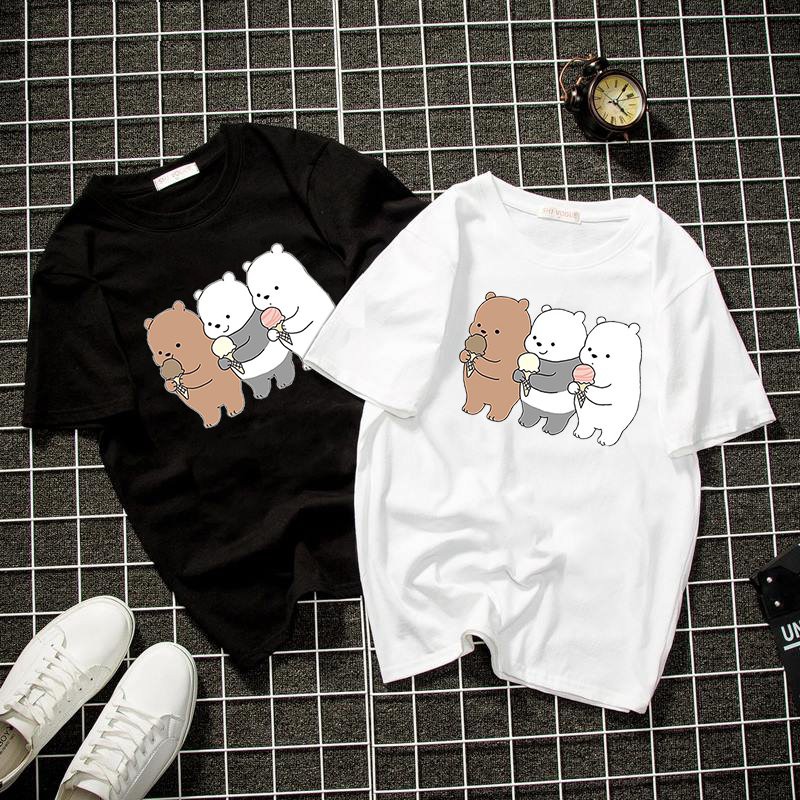 Áo thun Unisex form rộng 3 con gấu dễ thương Hàn Quốc vải dày mịn 2019T1540