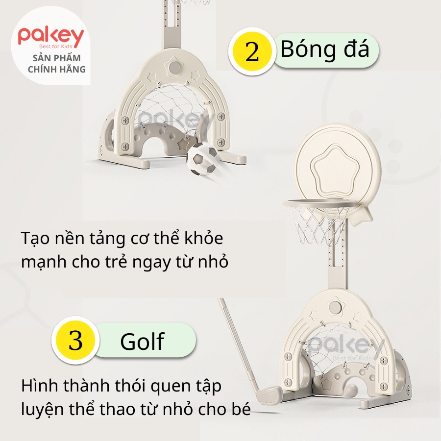 Đồ chơi bóng rổ cho bé 3 in 1, sẵn 3 màu cho bé chính hãng PAKEY TẶNG Bóng đá Bóng rổ Bóng golf cho bé