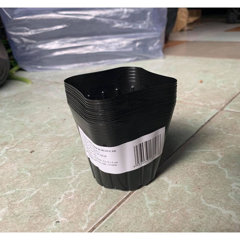 10 Chậu nhựa dẻo màu đen ươm cây 9cm-chh