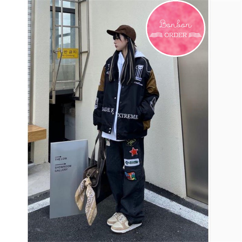QUẦN JEAN ULZZANG ỐNG RỘNG IN HÌNH CỰC ĐỘC - [Bonbon Order Ulzzang]