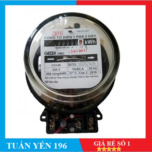 Công tơ, đồng hồ điện 1 pha 2 dây có kiểm định EMIC GELEX 10(40A)