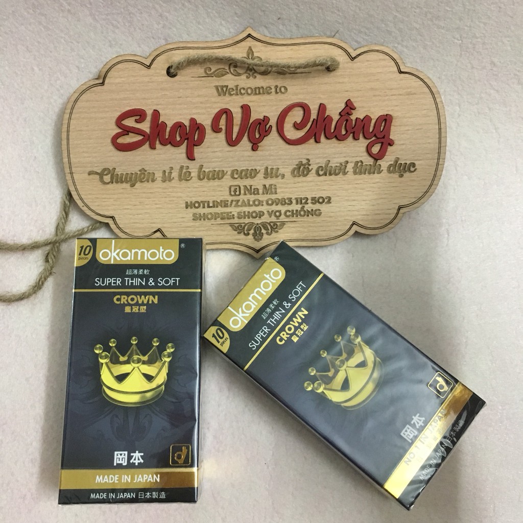 Bao cao su cao cấp cực siêu mỏng Okamoto Crown Nhật Bản - Hộp 10 Chiếc