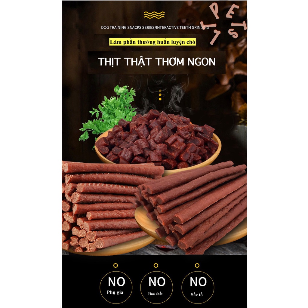 Thịt bò,gà,vịt tươi sấy khô Dog snacks- bánh thưởng cho cún cưng gói 400g