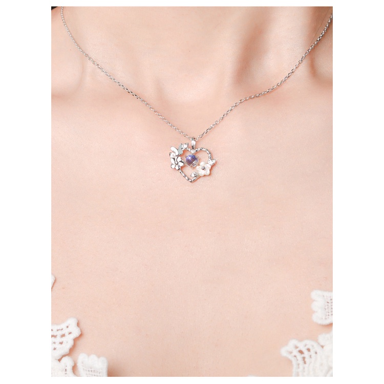 Vòng cổ Mạ Bạc 925 Mặt Hình Hoa / Vỏ Sò / Trái Tim Thời Trang Cho Nữ