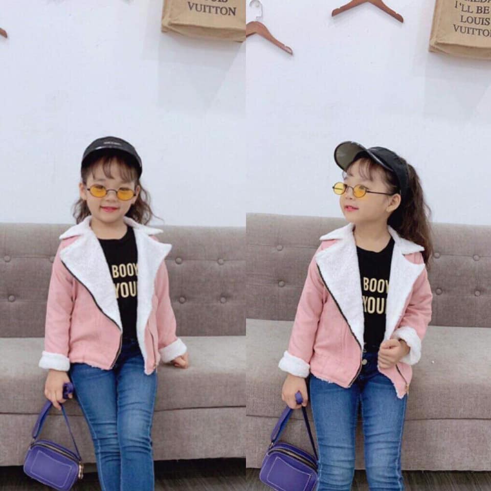 Áo da lộn lót lông cực ấm và thời trang cho bé gái - akdl