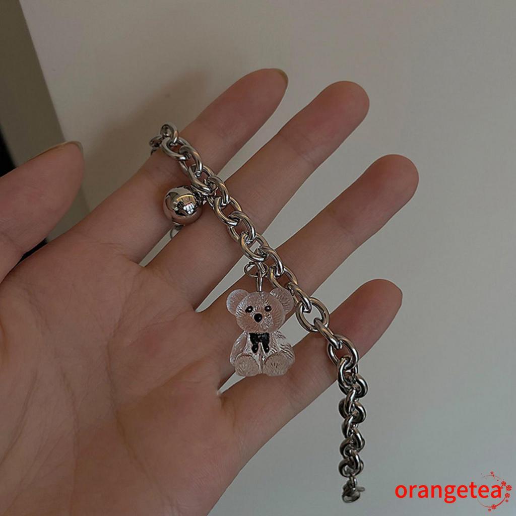 ORT-Charm Bracelet Alloy Cute Bear Pendant Adjustable Bracelet for Women Men Jewelry Accessories Birthday Gift