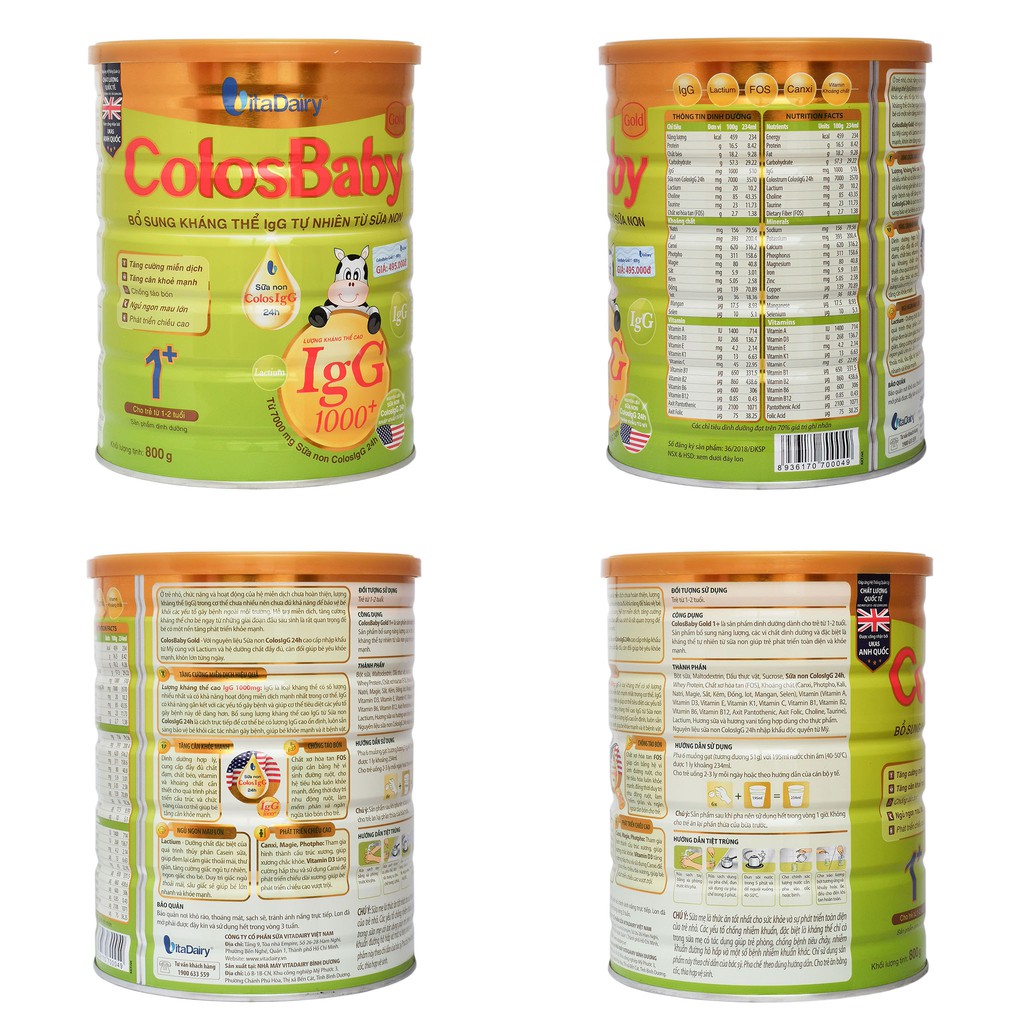 SỮA BỘT COLOSBABY GOLD 0+/1+/2+ 800G