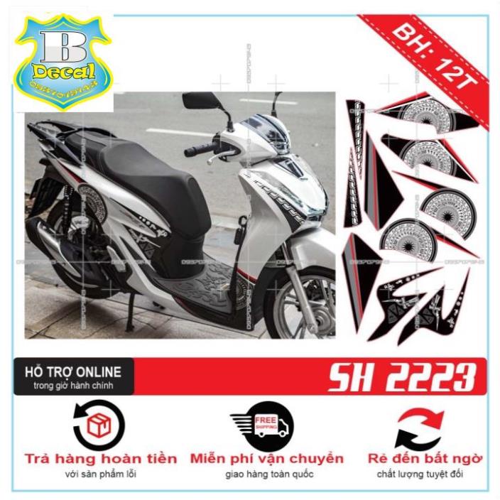 ( Quí khách vui lòng mang ra tiệm cho thợ dán ) Tem TRỐNG ĐỒNG SH 2020 DÁN XE TRẮNG [Bi Decal]