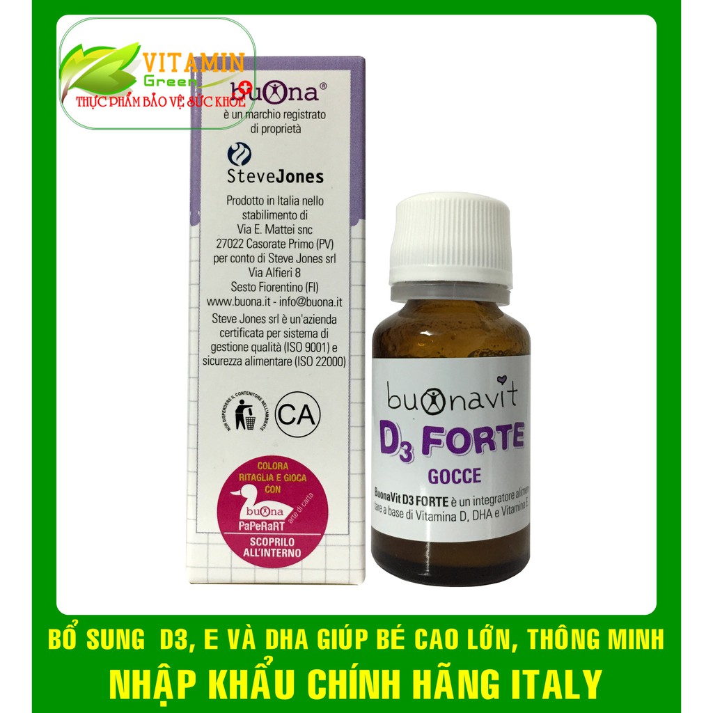 BUONAVIT D3 FORTE BỔ SUNG VITAMIN D3 VÀ DHA CHO BÉ GIÚP BÉ CAO LỚN THÔNG MINH | NHẬP KHẨU CHÍNH HÃNG ITALY