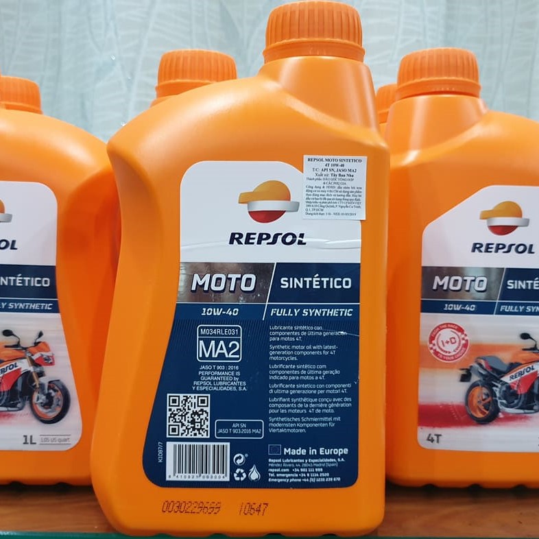 Nhớt Repsol Sintetico 10W40 Fully Synthetic - Xe số và Côn Tay