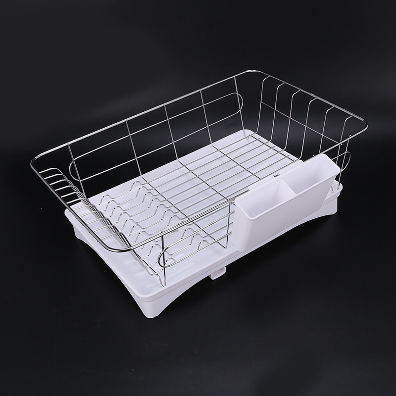 Set 3 Giá Phơi Khô Chén Dĩa Bằng Thép Không Gỉ Màu Trắng Tiện Dụng Cho Nhà Bếp