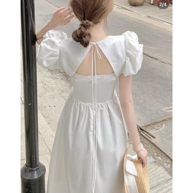 ĐẦM MIDI TRẮNG KHOÉT LƯNG TAM GIÁC