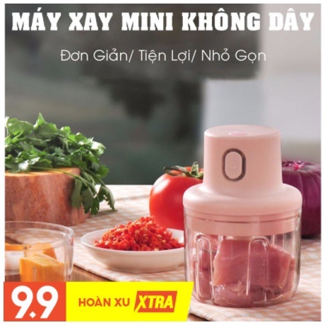 Máy Xay Thịt Máy Xay Thịt Cầm Tay Mini Sạc Điện 250ml – Máy Xay Tỏi Ớt, Củ Quả Đa Năng, Có Cổng Sạc Usb