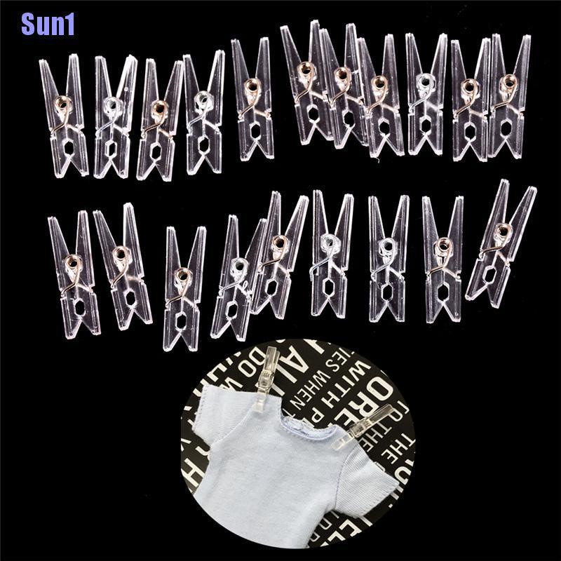 Set 20 kẹp phơi quần áo búp bê bằng nhựa trong suốt