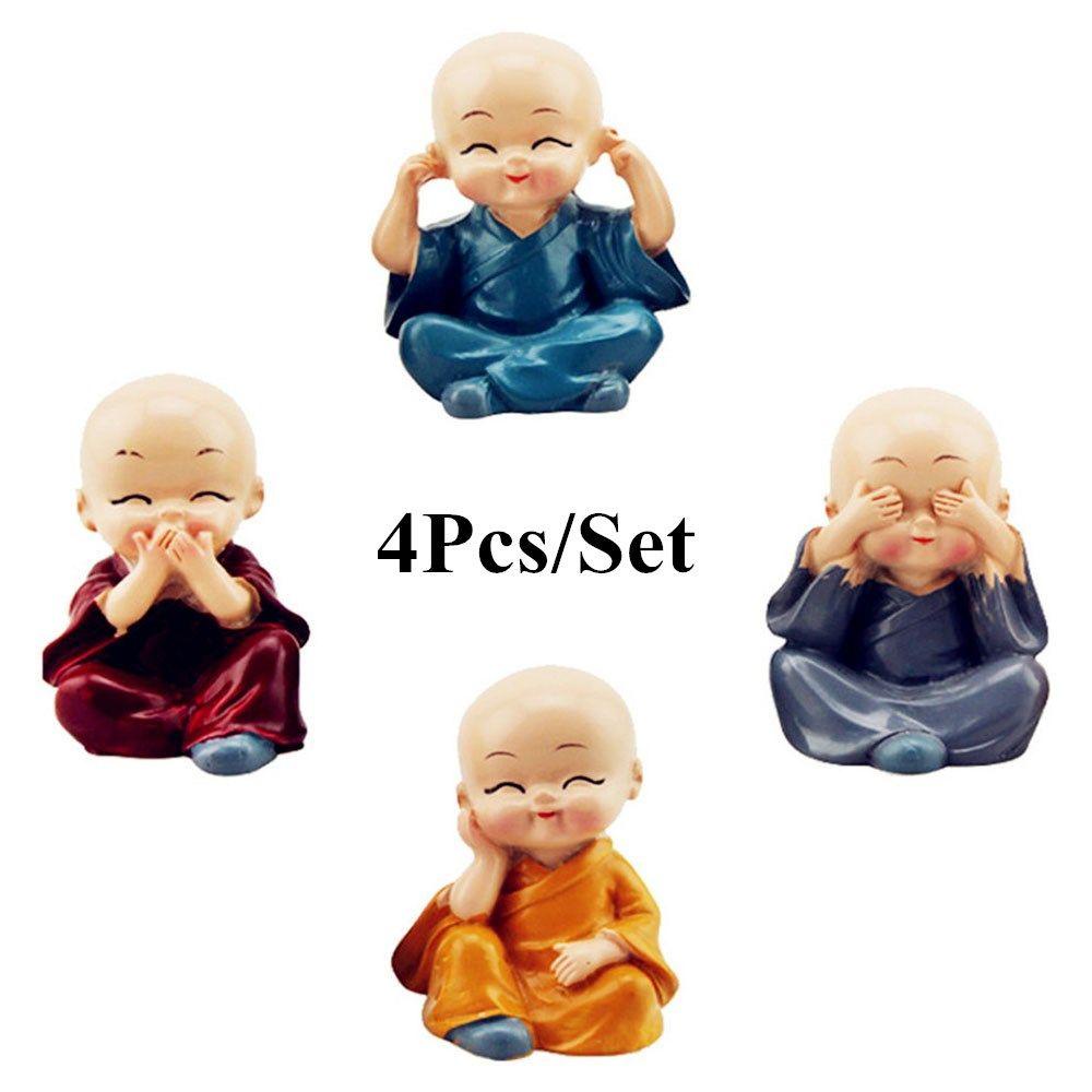 Set 4 Tượng Chú Tiểu Trang Trí Sân Vườn