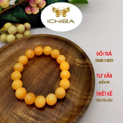 Vòng tay chuỗi hạt màu vàng lên vân bông sữa bóng