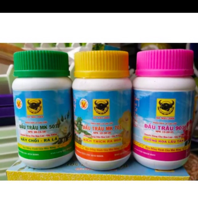 Bộ ba phân bón lá đầu trâu chuyên cho hoa và cây cảnh- lọ 100 gam