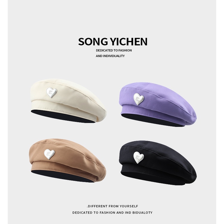 Mũ Beret Phối Khóa Kim Loại Phong Cách Hàn Quốc Cho Nam Nữ