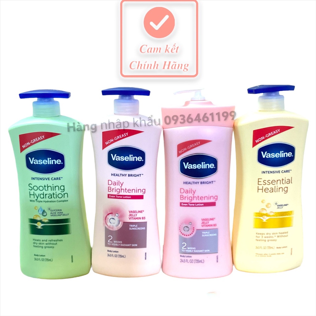 Sữa Dưỡng thể trắng da Vaseline Lotion Mỹ 725ml, trắng mịn màng, cấp ẩm chuyên sâu , phù hợp cho làn da châu Á