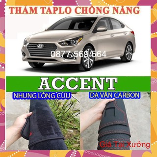 Thảm taplo huyndai accent-2000↠2008-2013↠2018↠2021 chất liệu da vân carbon-nhung lông cừu