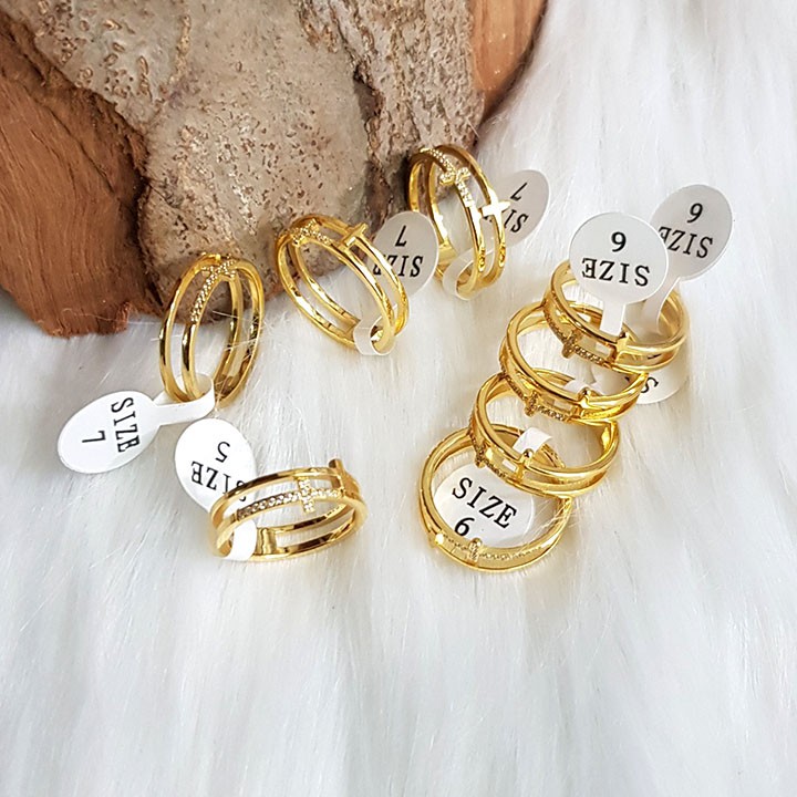 Nhẫn nữ cá tính, nhẫn titan đính đá nhỏ NZ1743.