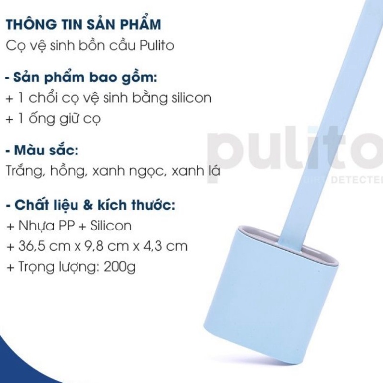 Chổi cọ vệ sinh bồn cầu, cọ toilet, nhà tắm Pulito chính hãng, chất liệu silicon có ống cắm sạch sẽ dễ vệ sinh tiện lợi