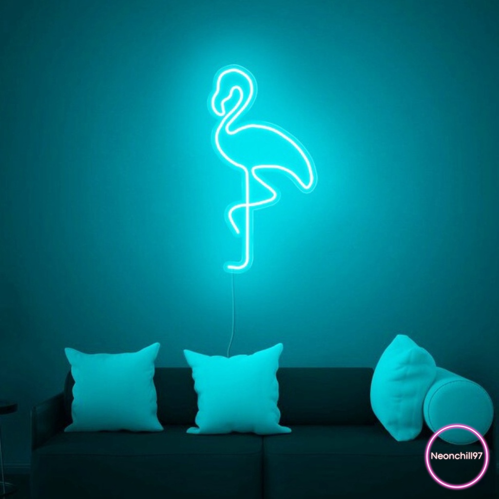 Đèn led neon hình hạc NEONCHILL97 15 x 35 cm màu hồng trang trí phòng ngủ