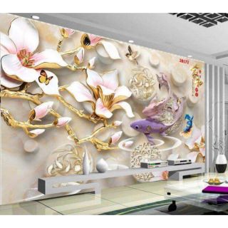 Tranh tường hoa 3D dán phòng khách, phòng ngủ