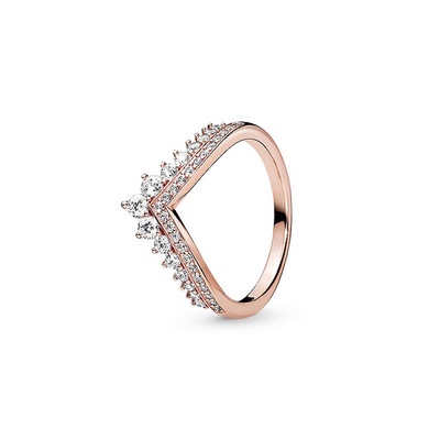 Nhẫn Pandora màu vàng hồng hình vương miện ma thuật đa năng có thể gấp gọn cho nữ