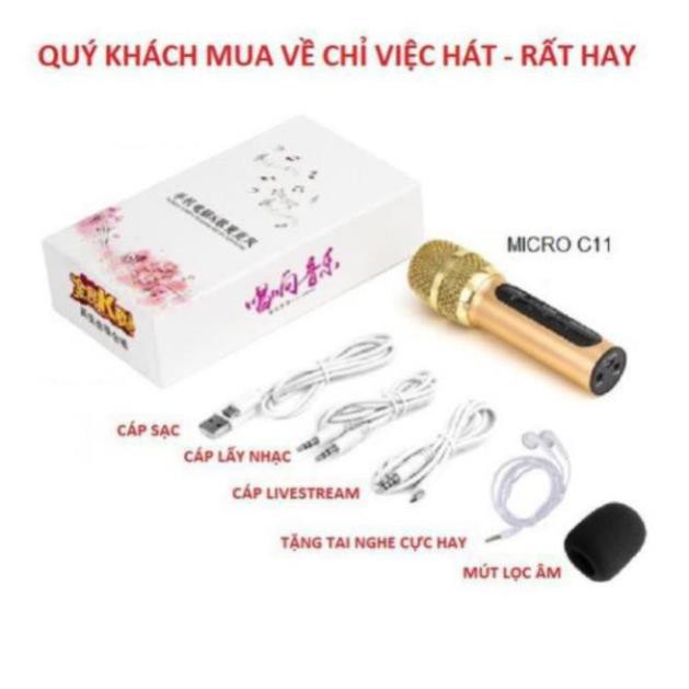 [𝘽𝙖̉𝙣 𝙉𝙖̂𝙣𝙜 𝘾𝙖̂́𝙥 𝟮𝟬𝟮𝟭] Mic Thu âm C11 livestream cao cấp tặng kèm tai phone