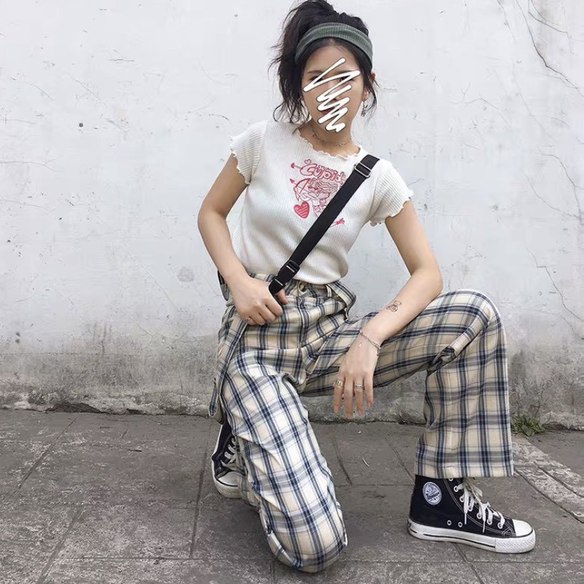 QUẦN YẾM ỐNG SUÔNG SỌC CARO - Y0084 | BigBuy360 - bigbuy360.vn