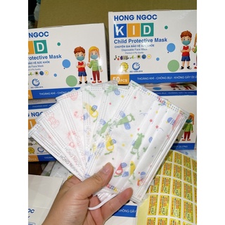 (Mẫu mới) Hộp 50 chiếc khẩu trang trẻ em Hong Ngoc nhiều màu.