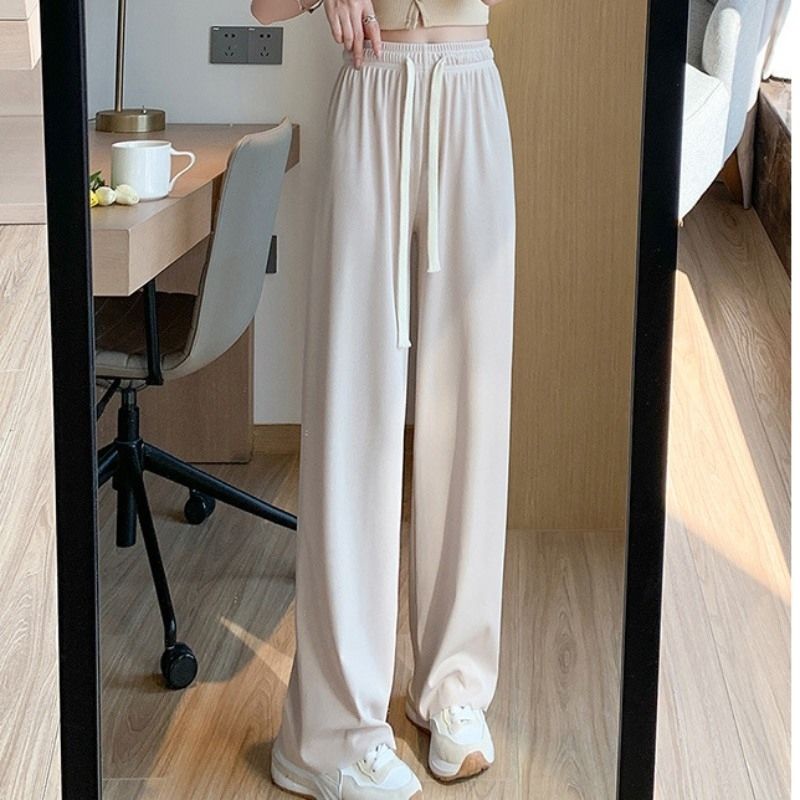 Quần Dài Lưng Cao Dáng Rộng Vải Lụa Lạnh Mỏng Thời Trang Mùa Hè Mới 2022 Cho Nữ
