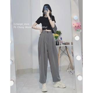 Quần baggy vải cạp cao (ảnh thật shop chụp)