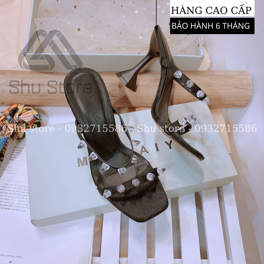 DÉP CAO GÓT SHU STORE - -DÉP CAO GÓT 9 PHÂN - DÉP THỜI TRANG NỮ 2 QUAI ĐÍNH HẠT THỦY TINH CỰC ĐẸP