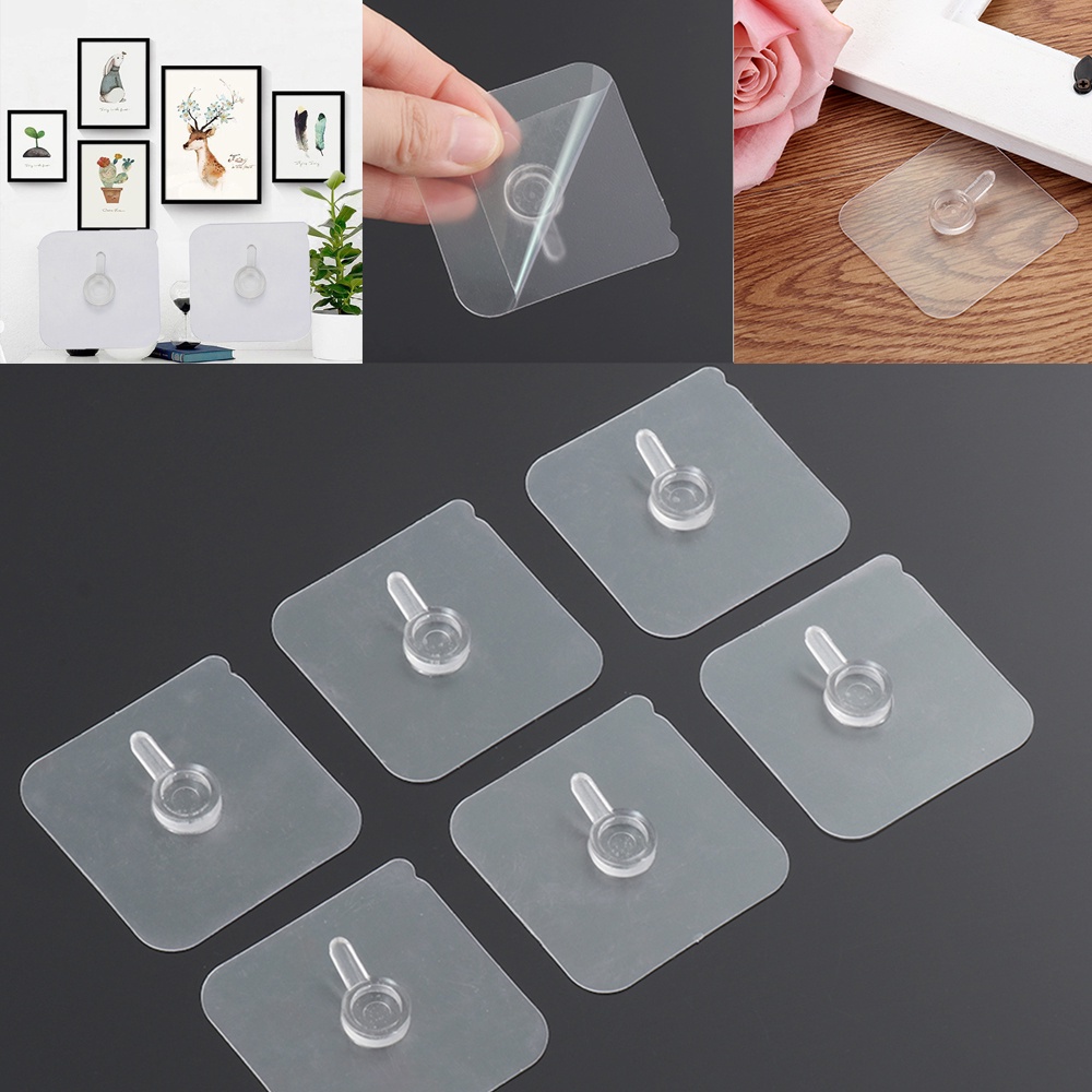 Set 10 móc treo tranh ảnh trong suốt dán tường không cần khoan có thể chống thấm nước