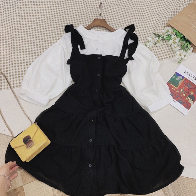 SET ÁO TAY PHỒNG + YẾM CỘT NƠ VAI | BigBuy360 - bigbuy360.vn